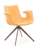 [Lounge chair]  Wood vaneer frame +  saddle leather & PU，Breathable Fabric Rotating Lounge Chair for Sunroom