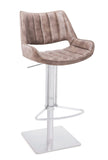 [Hydraulic Barstool]  201# Burshed stainlee frame + PU , Adjustable height of rotating bar stools