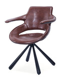 [Lounge chair]  Gun color frame +  saddle leather & PU，Silent Swivel High Load-Bearing Eco Lounge Chair