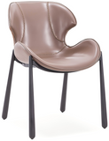 [Dining Chair] Gun color frame +  saddle leather & PU，Comfortable Sitting Feeling Home Kitchen Dining Chair