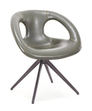 [Lounge chair]  Gun color frame +  saddle leather & PU，Contemporary Style Green Versatile relax chair