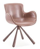 [Lounge chair]  Wood vaneer frame +  saddle leather & PU，Brown Lounge chair for Home Relaxation / Study