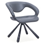 [Lounge chair]  Gun color frame + saddle leather & PU，Ergonomic Backrest Simple Rotating Lounge Chair