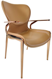 [Dining Chair] Gun color frame +  saddle leather & PU，Ergonomic Design with Back Support Dining Chair