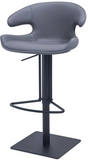 [Hydraulic Barstool]  Black matt frame + saddle leather & PU , Swivel Breakfast Bar Chair with Back Support