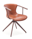 [Lounge chair]  Wood vaneer frame +  saddle leather & PU，Mid-Century Modern Lounge Chair with Armrests
