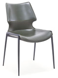 [Dining Chair] Gun color frame +  saddle leather & PU，Multifunctional durable and wear-resistant dining chair
