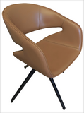 [Lounge chair]  Gun color frame +  saddle leather & PU，Bedroom Vanity Lounge Chair - Cozy Seating for Leisure Nooks