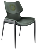 [Dining Chair] Gun color frame +  saddle leather & PU，Curved Design Sense Restaurant Luxury Light Dining Chair