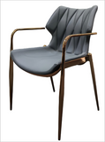 [Dining Chair] Gun color frame +  saddle leather & PU，Reading Room Study Desk Chair Versatile Arm Chair