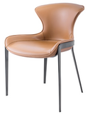 [Dining Chair] Rose gold frame +  saddle leather & PU，Comfortable U seating space for dining area
