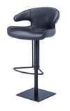 [Hydraulic Barstool]  Black matt frame + saddle leather & PU , Swivel Breakfast Bar Chair with Back Support