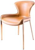 [Dining Chair] Rose gold frame +  saddle leather & PU，Comfortable U seating space for dining area