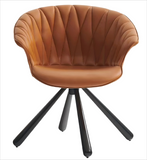 [Lounge chair] Black nickel frame + + saddle leather & PU，Durable Lounge Chair for Blacony Relaxation