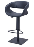 [Hydraulic Barstool]  Black matt frame + saddle leather & PU , Home Bar & Restaurant Use Industrial Metal Barstool