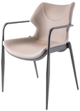 [Dining Chair] Gun color frame +  saddle leather & PU，Reading Room Study Desk Chair Versatile Arm Chair