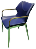 [Dining Chair] Gun color frame +  saddle leather & PU，Reading Room Study Desk Chair Versatile Arm Chair