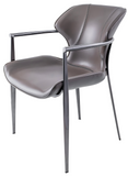 [Dining Chair] Gun color frame +  saddle leather & PU，Hand-Stitched Smooth-Finish Leather dining chair