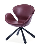 [Lounge chair]  Gun color frame +  saddle leather & PU，Ergonomic Scratch-Resistant Swivel lounge Chair
