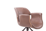 [Lounge chair]  Wood vaneer frame +  saddle leather & PU，Home Office Desk Chair Ergonomic Swivel lounge chair